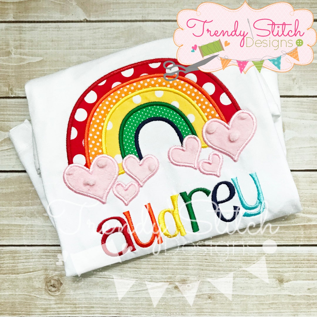 Rainbow Hearts Applique Machine Embroidery Design INSTANT DOWNLOAD - Etsy