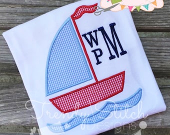 Sailboat 2 Applique Design Machine Embroidery INSTANT DOWNLOAD