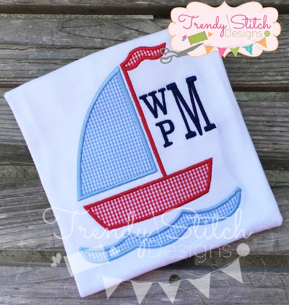 Sailboat 2 Applique Design Machine Embroidery INSTANT DOWNLOAD | Etsy