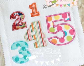 Mini Birthday Numbers Applique Design Machine Embroidery Font BLOCK INSTANT DOWNLOAD 1 2 3 4 5 6 7 8 9 0