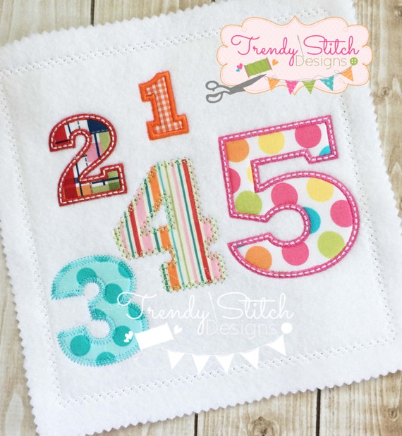 Mini Birthday Numbers Applique Design Machine Embroidery Font Etsy