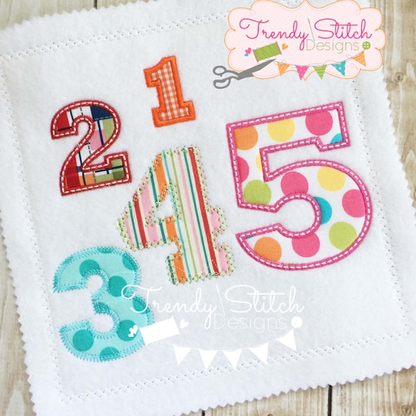 Mini Birthday Numbers Applique Design Machine Embroidery Font BLOCK INSTANT DOWNLOAD 1 2 3 4 5 6 7 8 9 0
