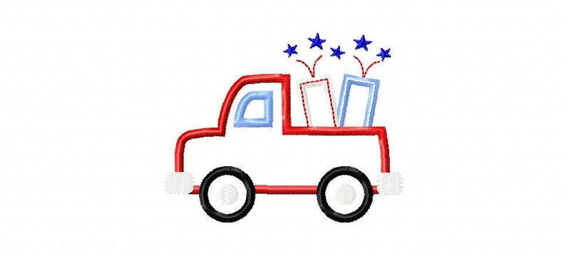 Fireworks Truck applique Design Machine Embroidery Design INSTANT DOWNLOAD image 1