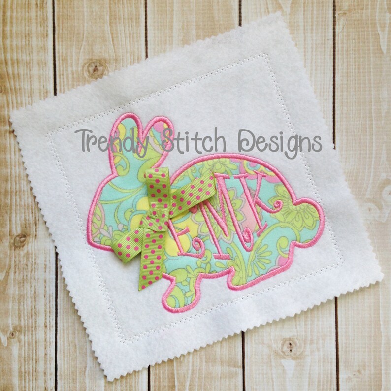 Bunny Rabbit Applique Machine Embroidery Design Easter INSTANT DOWNLOAD image 1