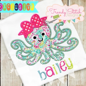 Disegno per ricamo a macchina applique Octopus Girl 2 DOWNLOAD IMMEDIATO