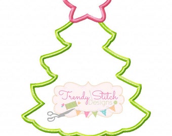 Christmas Tree Applique Design Machine Embroidery Design INSTANT DOWNLOAD