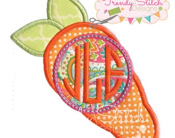 Carrot Monogram Applique Design Machine Embroidery Design INSTANT DOWNLOAD