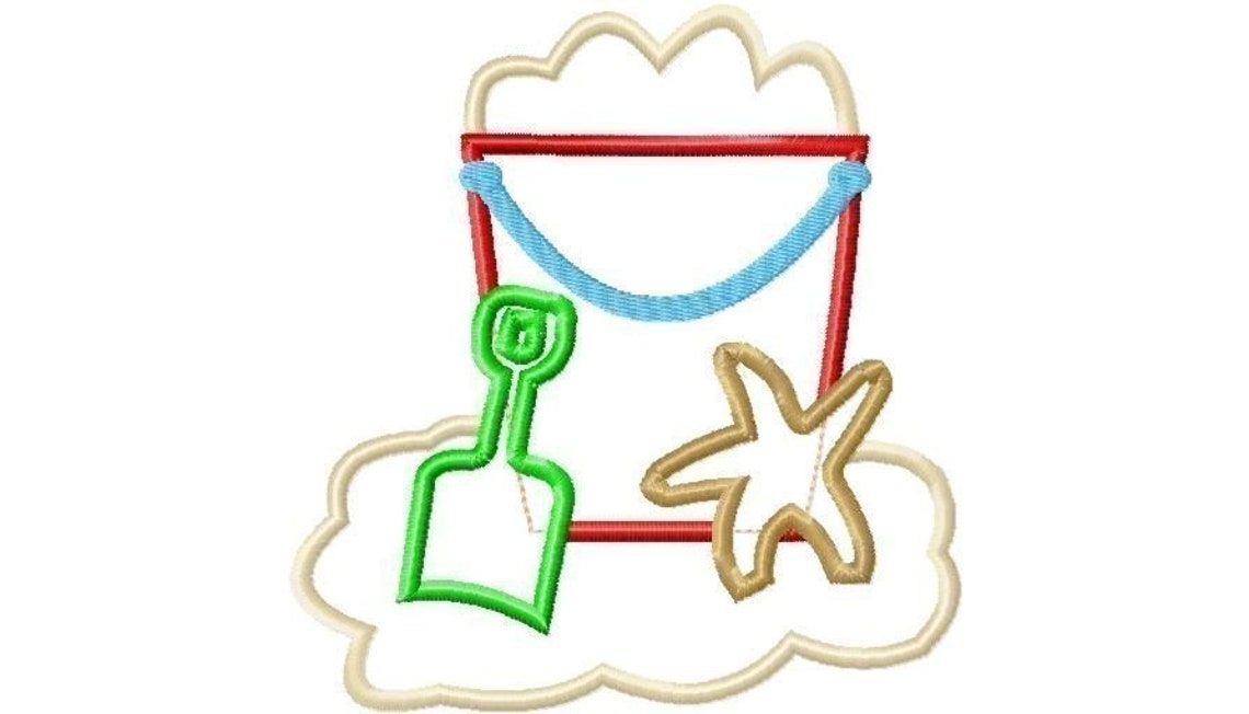 Sand Bucket Scene Applique Machine Embroidery Design INSTANT Etsy