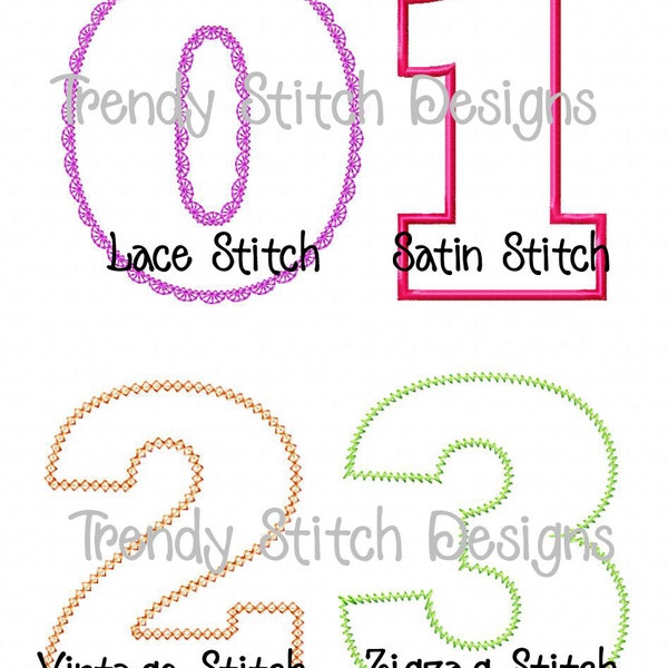 Birthday Numbers Applique Design Machine Embroidery Font BLOCK INSTANT DOWNLOAD 1 2 3 4 5 6 7 8 9 0