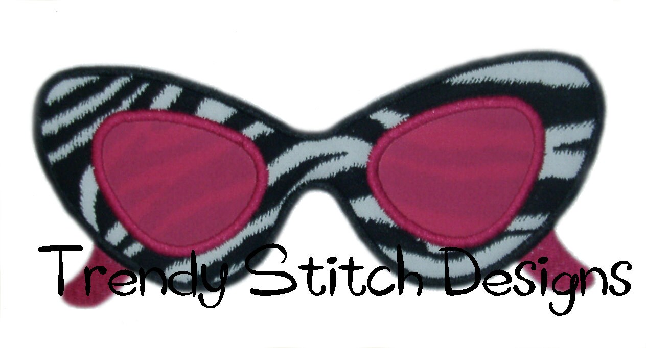 Sunglasses Applique Design Machine Embroidery Design Glasses Etsy