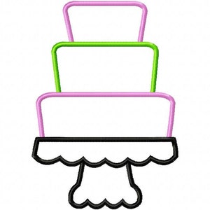 Cake on Pedestal Applique Design Machine Embroidery Design INSTANT DOWNLOAD image 2