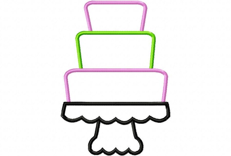 Cake on Pedestal Applique Design Machine Embroidery Design INSTANT DOWNLOAD image 2
