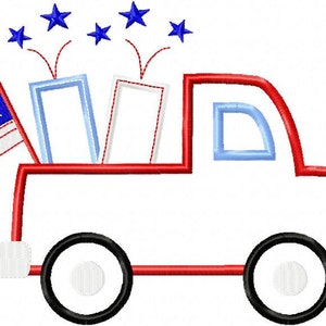 Patriotic Truck applique Design Machine Embroidery Design INSTANT DOWNLOAD