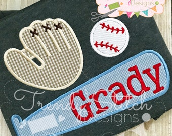 Bat Ball Glove Applique Embroidery Design INSTANT DOWNLOAD