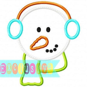 Sneeuwpop oorbeschermers stoffen machineborduurontwerp INSTANT DOWNLOAD Snowman