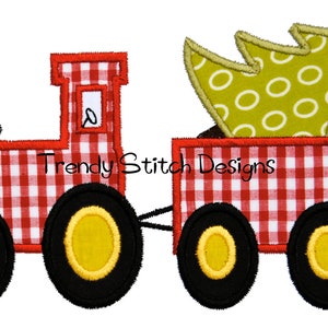 Tractor with Tree Applique Design Machine Embroidery Design INSTANT DOWNLOAD image 1