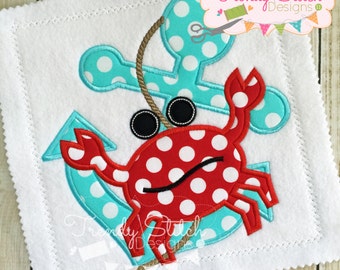 Crabby Anchor Applique Design Machine Embroidery INSTANT DOWNLOAD