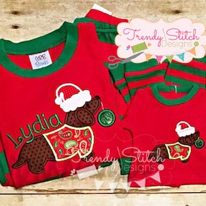Wiener Dog Santa 2 Applique Design Machine Embroidery Design INSTANT DOWNLOAD