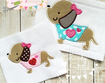 Puppy Heart Applique Machine Embroidery Design INSTANT DOWNLOAD