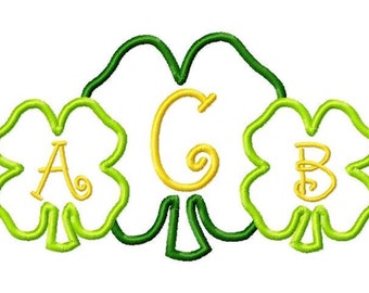 Shamrock Trio Applique Machine Embroidery Design INSTANT DOWNLOAD