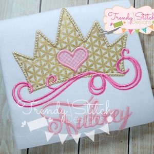 Princess Crown applique design machine embroidery design INSTANT DOWNLOAD Princess