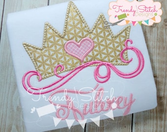 Princess Crown applique design machine embroidery design INSTANT DOWNLOAD Princess