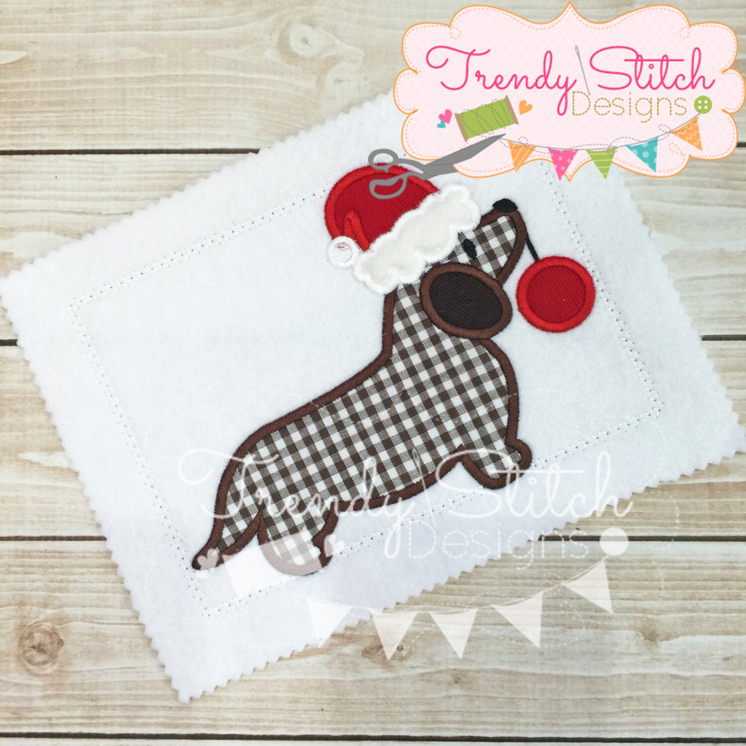 Wiener Dog Santa Applique Design Machine Embroidery Design Etsy