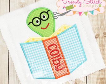 読書好きのためのアップリケデザイン 機械刺繍デザイン 新学期向け 即時ダウンロード