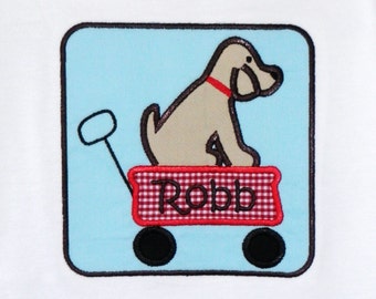 Lab In Wagon Applique Machine Embroidery Design INSTANT DOWNLOAD