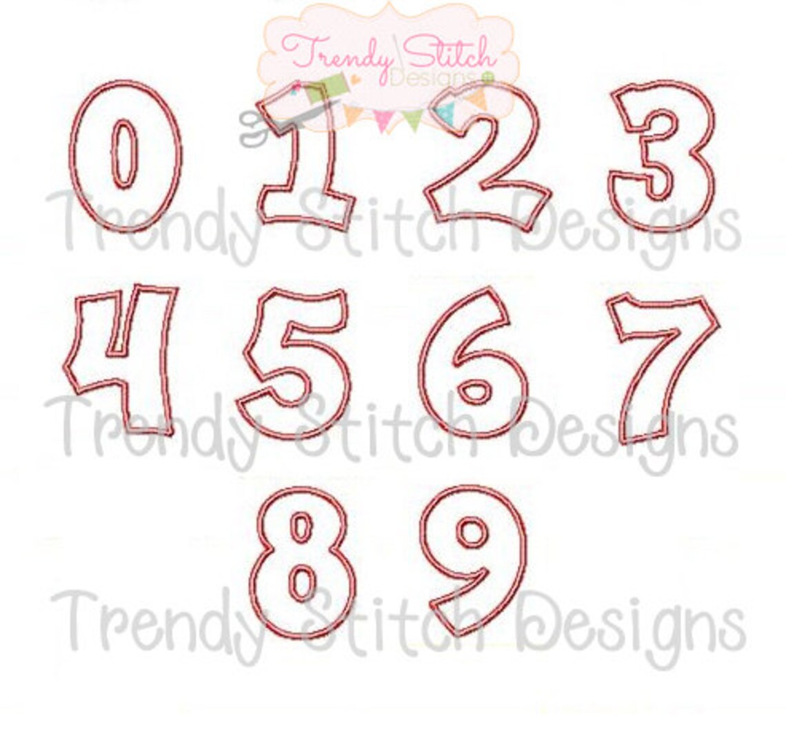 Happy Numbers Applique Design Machine Embroidery Font Birthday INSTANT