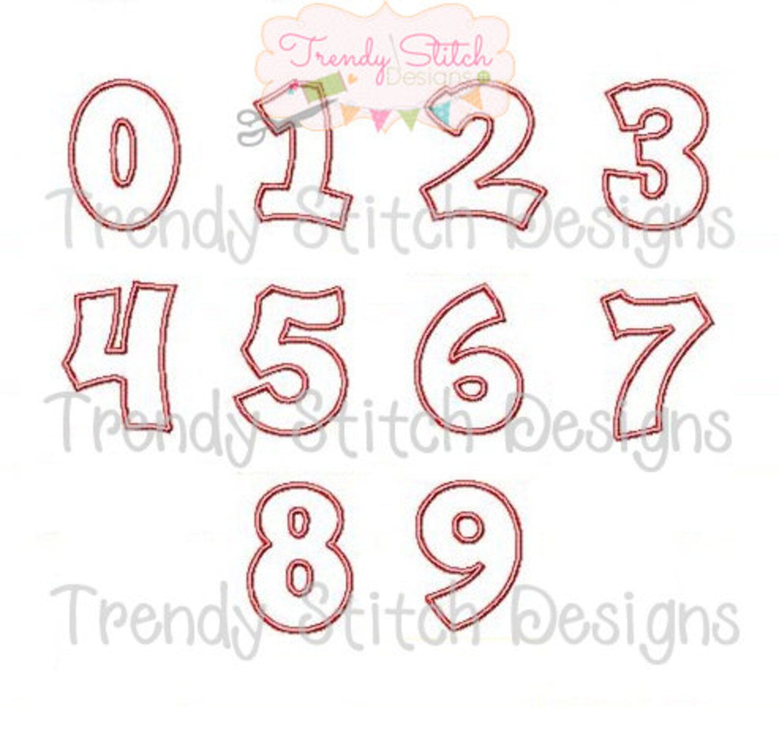 Happy Numbers Applique Design Machine Embroidery Font Birthday INSTANT ...
