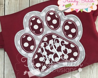 Paw Print 2 Outline Applique Machine Embroidery Design INSTANT DOWNLOAD