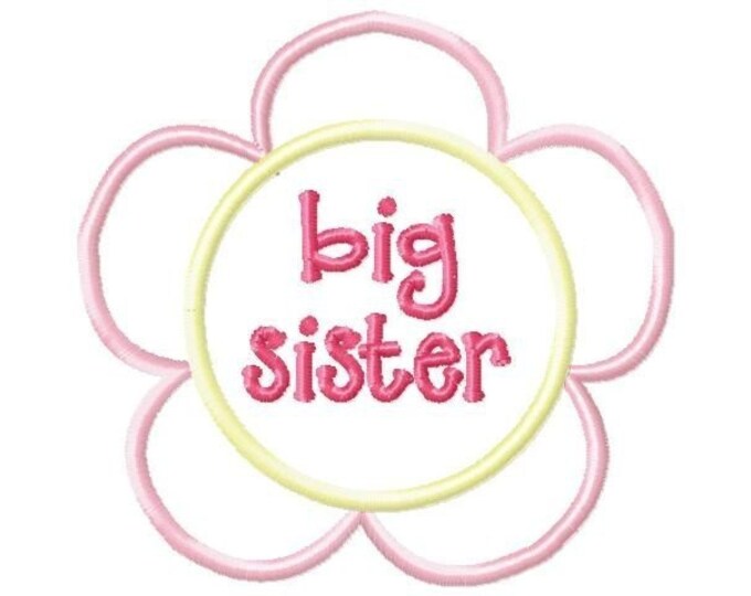 Flower Big Sister Little Sister Applique Machine Embroidery Design Etsy