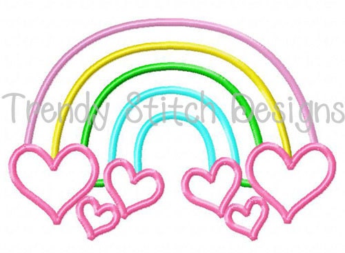 Rainbow Hearts Applique Machine Embroidery Design INSTANT DOWNLOAD - Etsy