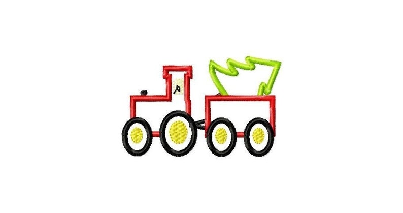 Tractor with Tree Applique Design Machine Embroidery Design INSTANT DOWNLOAD image 3