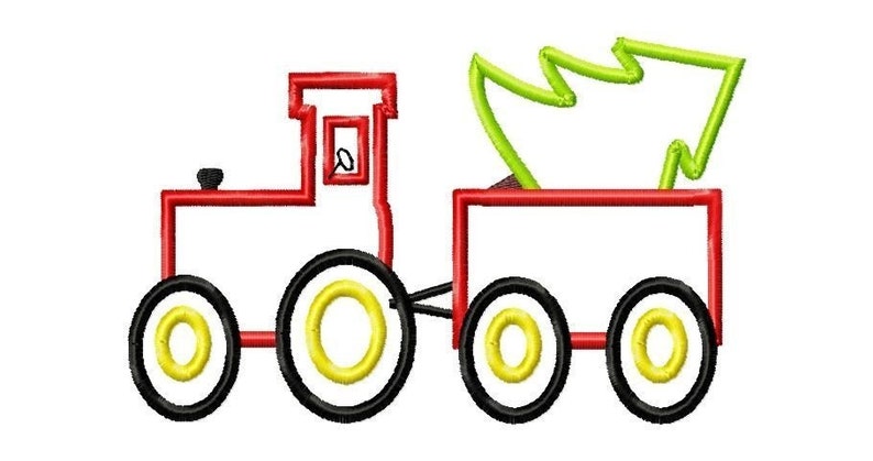 Tractor with Tree Applique Design Machine Embroidery Design INSTANT DOWNLOAD image 2