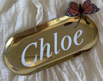Bandeja para joyas personalizada / Bandeja para baratijas personalizada / Bandeja para anillos con nombre / Regalo para damas de honor / Decoración de tocador