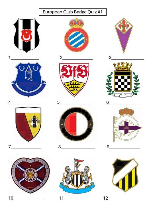 Quiz #1 - European Football Badge/Logo Picture Quiz