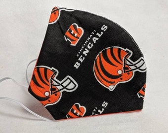 Bengals Cincinnati Football Filtered Face Mask Washable and Reuseable Adult Size