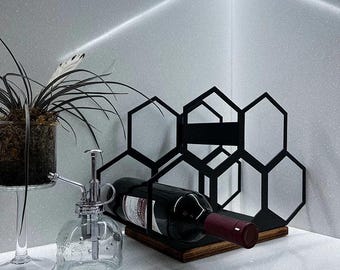 Designer metal Wine Rack || Wine storage || Black Standing || Modern Vintage Wine Stand || Wine holder || Stend wine ||  Rack for 5 Bottles