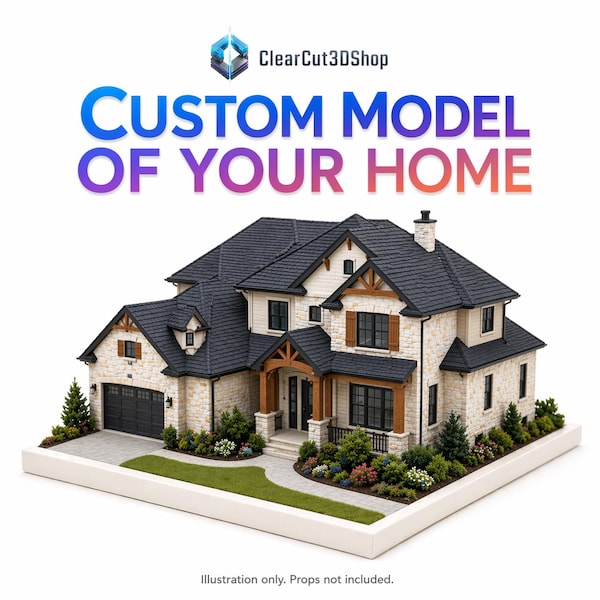 Custom 3D Printed House Replica, Personalized Family Home Model, Retirement Gift for Parents