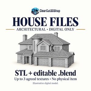 Custom House 3D Model – Architectural STL + Blender Source (Digital File)
