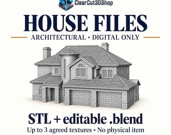 Custom House 3D Model – Architectural STL + Blender Source (Digital File)