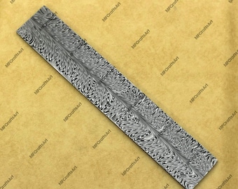 12" Handmade Forged Damascus Steel Feather Pattern Billet, Knife Making Billet, Blank Blades, Damascus Billets, Billet For Knife Making