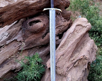 Personalized hand forged Damascus steel Viking Sword, Medieval Sword, With Leather Sheath, Anniversary gift, Wedding Gift, Groomsmen gift