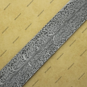 12&quot; Handmade Forged Damascus Steel Feather Pattern Billet, Knife Making Billet, Blank Blades, Damascus Billets, Billet For Knife Making