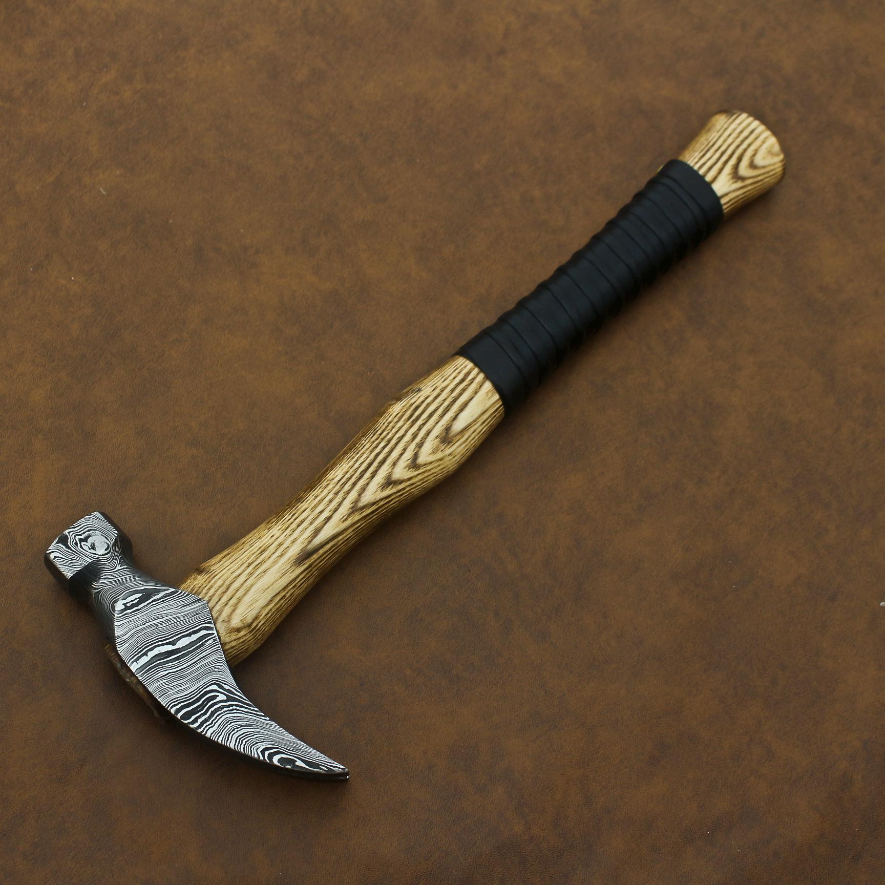 Handcrafted Wooden Handle Claw Hammer With Damascus Steel Head, Rustic ...