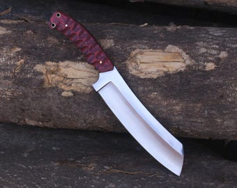 Handgemaakt op maat gemaakt full-tang vaste camping bushcraft bowie tanto machete survivalmes met leren schede, vaderdagcadeau,