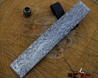 Handmade Damascus Steel Billet Bar, Tree Feather Pattern, For Knife Making Custom Feather Billet