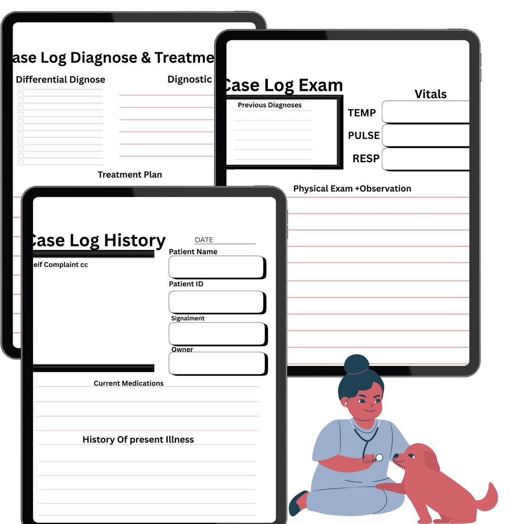 Digital Vet Med Case Log Template: Veterinary Patient Notes (PDF) - Etsy